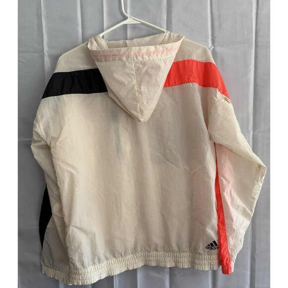 Adidas WND Wind Motion Hooded Sports‎ Jacket Primegreen L Cream Orange Black - Picture 7 of 10